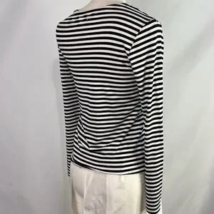 L'AGENCE Tops Lagence Black White Striped Long Sleeve Top